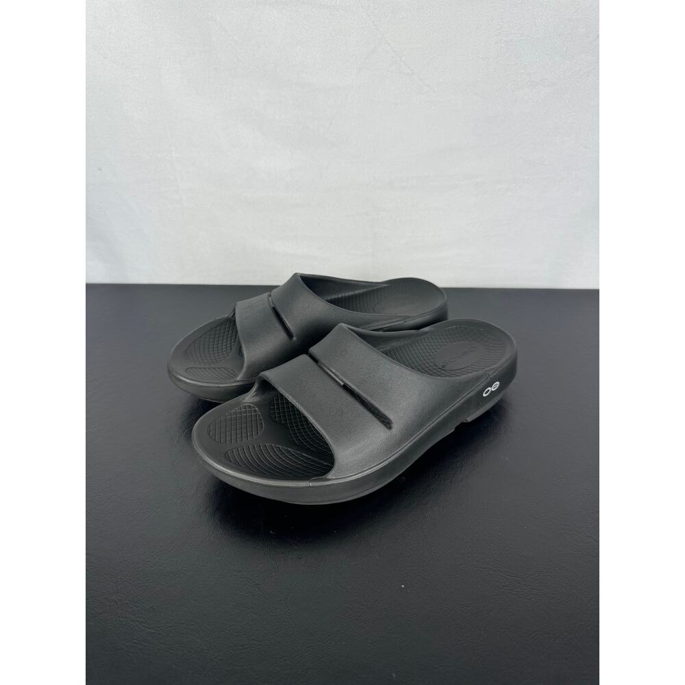 OOFOS OOahh Slip On Recovery Slide Sandals Black Ladies Size 7
